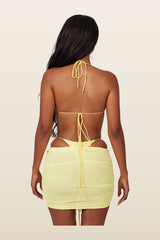 Mesh Ruched Coverup Skirt — model back