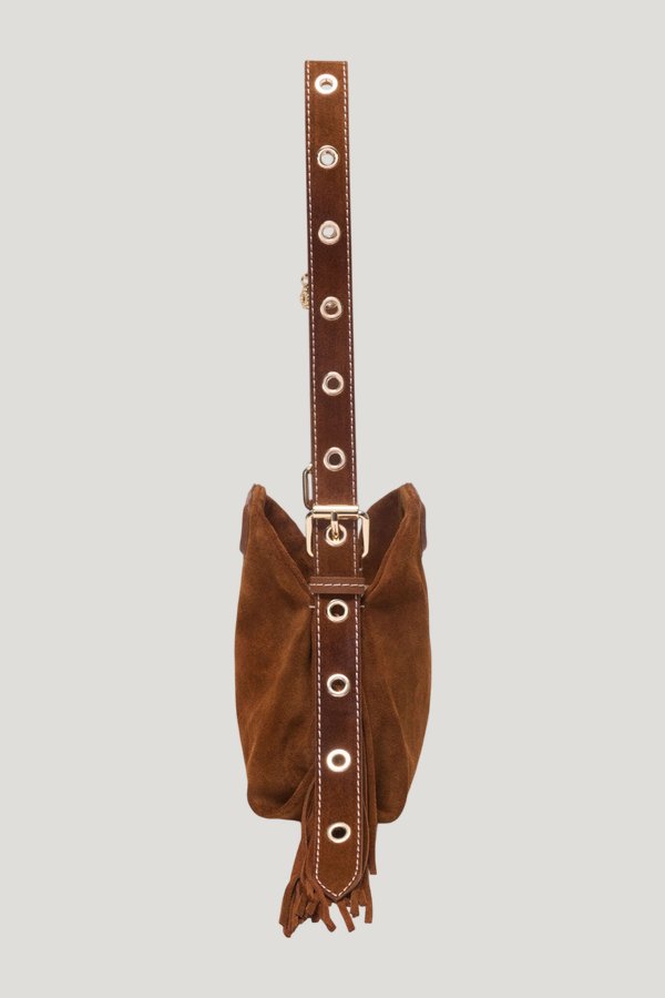 Topstitched suede Miss M Mini bag — model side
