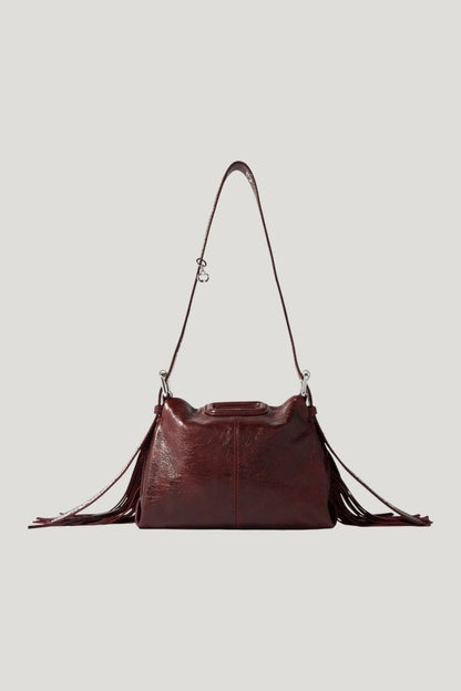 Miss M mini cracked leather bag — model front