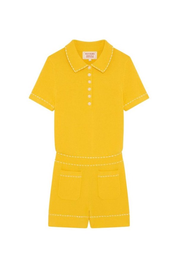 Knit playsuit with polo collar — packshot
