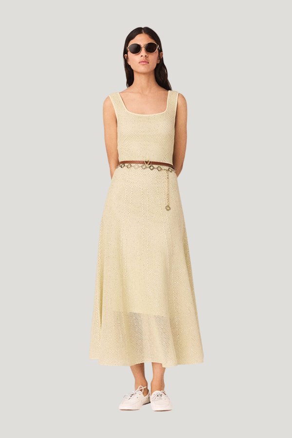 Rhinestone knit maxi dress — model front