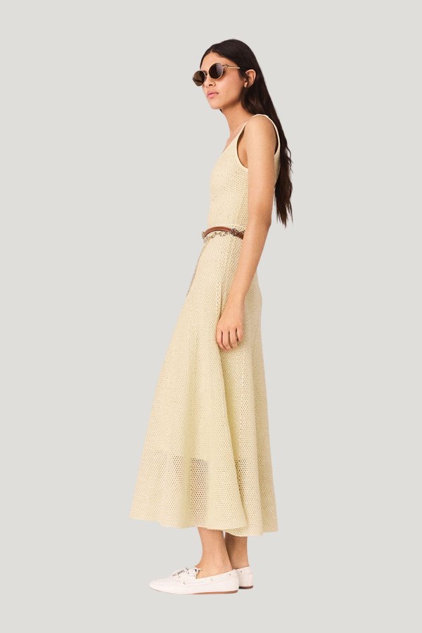 Rhinestone knit maxi dress — model side