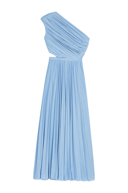 Asymmetrical pleated maxi dress — packshot