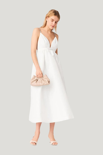 Jewelled taffeta maxi dress — model front