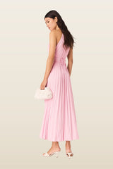 Pleated maxi dress — model back
