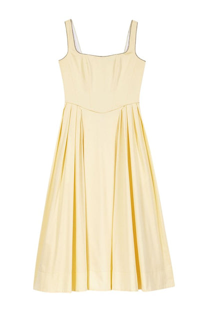 Flared rhinestone-trim midi dress — packshot