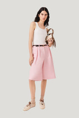 Pleated linen blend Bermuda shorts — carry 2