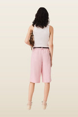 Pleated linen blend Bermuda shorts — carry 4