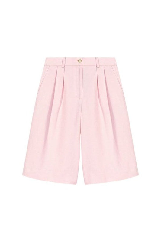 Pleated linen blend Bermuda shorts — packshot