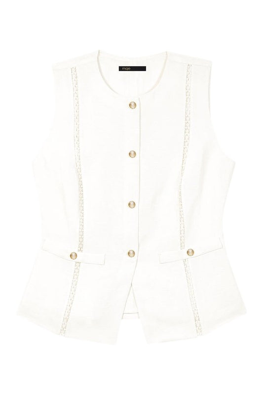Embroidered linen-blend jacket — packshot