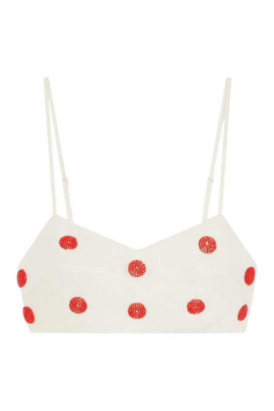 Embroidered linen and silk crop top — packshot