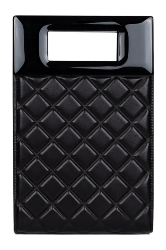 Micro Bella In Black Quilted Leather — packshot