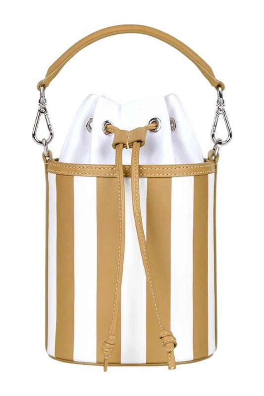 Micro Carina In Striped Champagne Leather — packshot