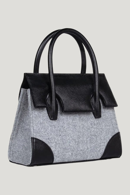 Micro Daphne In Grey Wool — model front