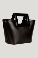 Micro Riviera In Black Leather — model front