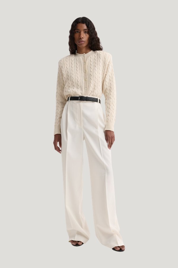 Mid-waist tailored trousers — model front