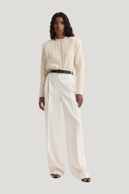 Mid-waist tailored trousers — model front