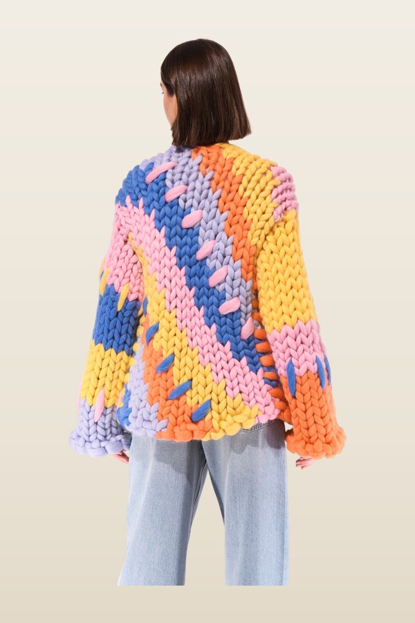 Midi Colourful Colossal Knit Cardigan — model back