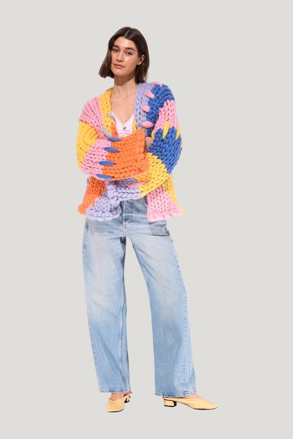 Midi Colourful Colossal Knit Cardigan — model front