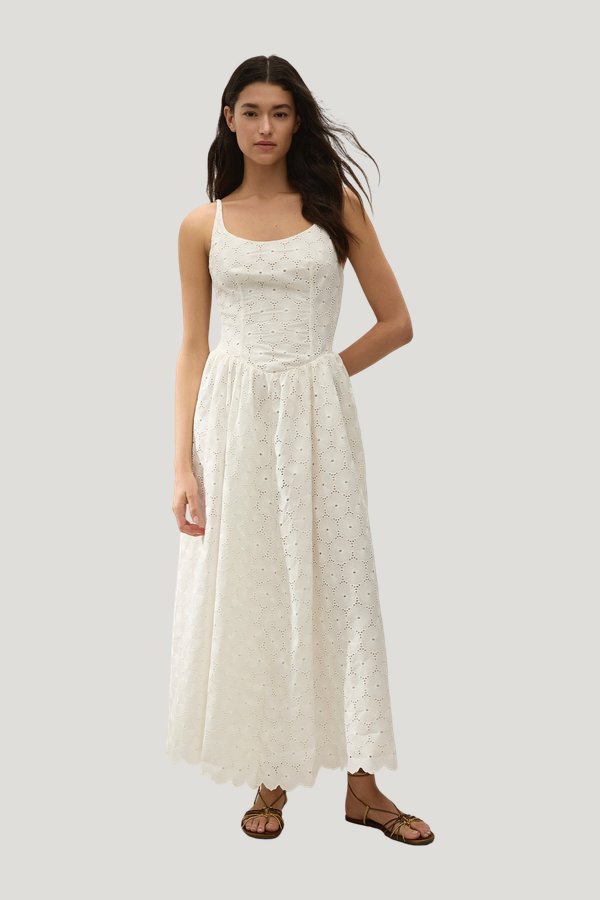 Milana Midi Dress Dolce Broderie — model front