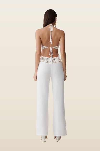 Miley Crochet Waistband Straight Leg Pant — model back