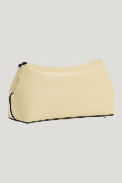 Mini T-lock leather clutch — model front