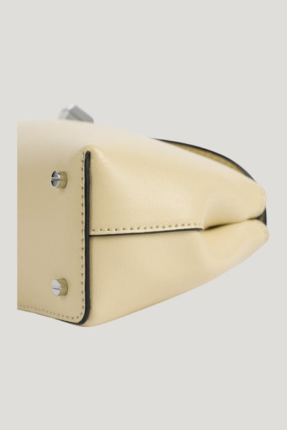 Mini T-lock leather clutch — model side