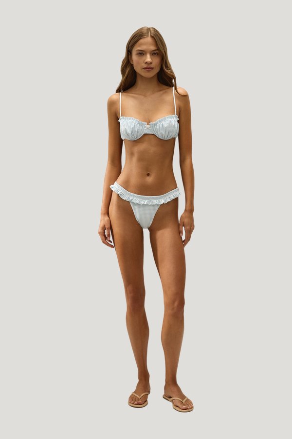 Moana Bikini Top Gingham Sky — model front