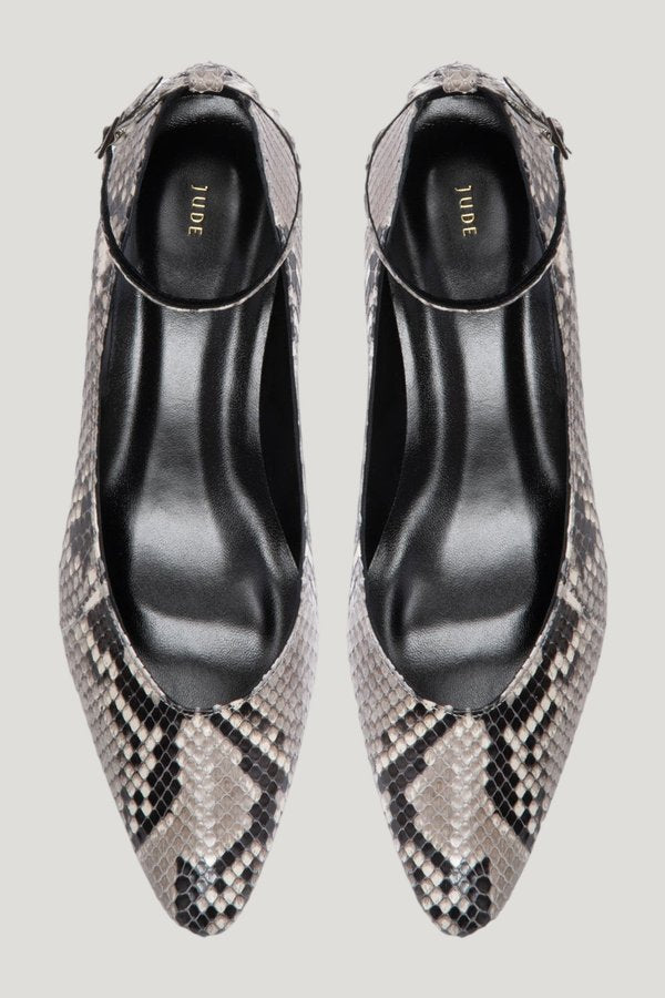 Mode Ballerina in Stone Python Leather — extra