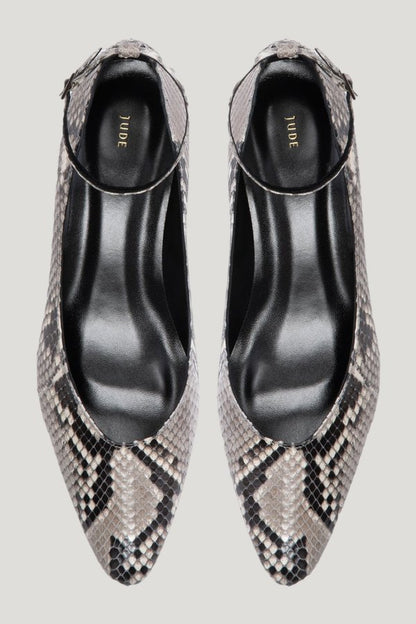 Mode Ballerina in Stone Python Leather — extra