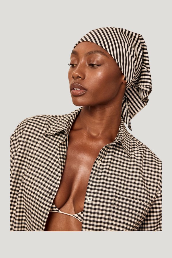 Monday Head Scarf - Black Gingham — extra