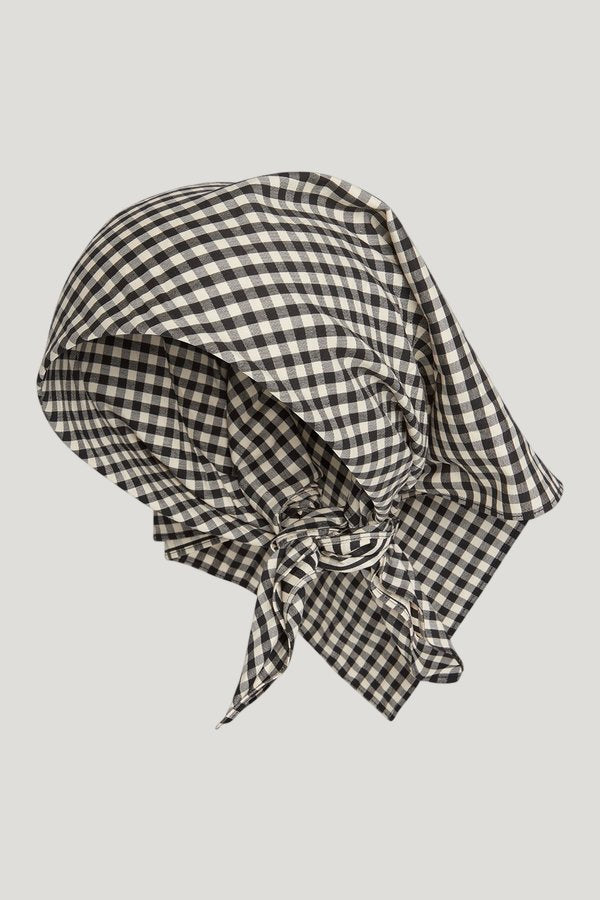 Monday Head Scarf - Black Gingham — model front