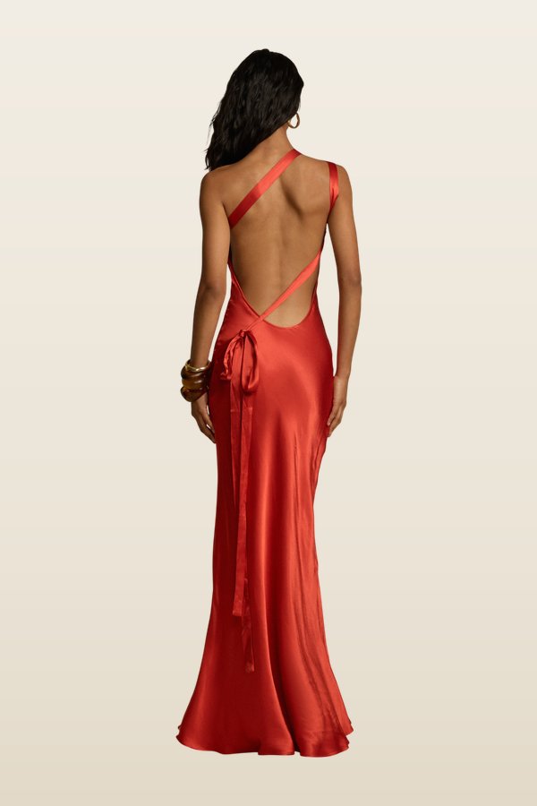 Monique Dress Rust — model back