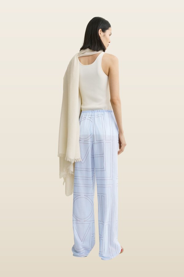Monogram cotton-blend pj bottoms sky — model back