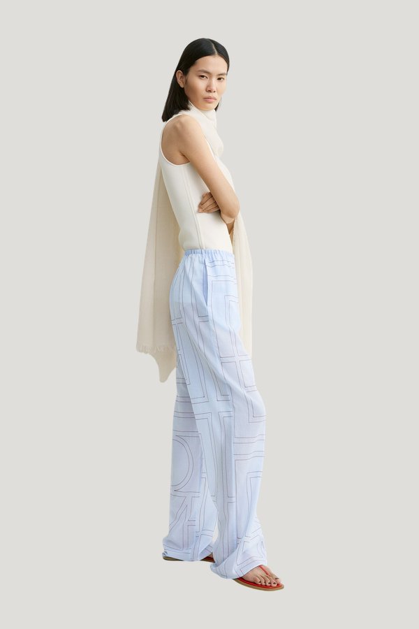 Monogram cotton-blend pj bottoms sky — model side
