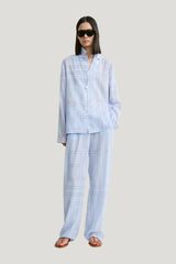 Monogram cotton-blend pj top sky — model front