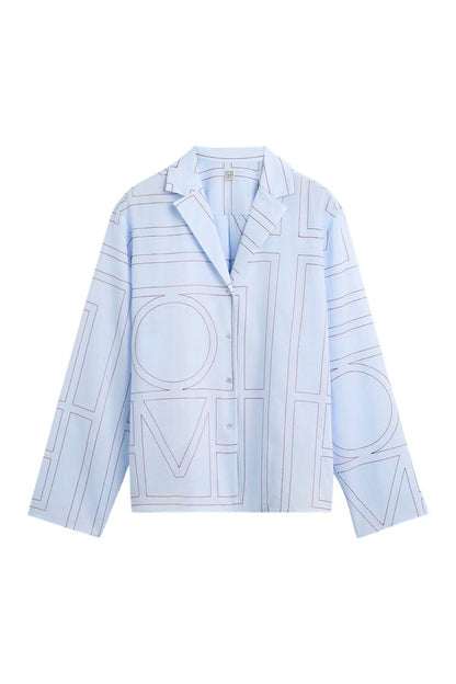 Monogram cotton-blend pj top sky — packshot
