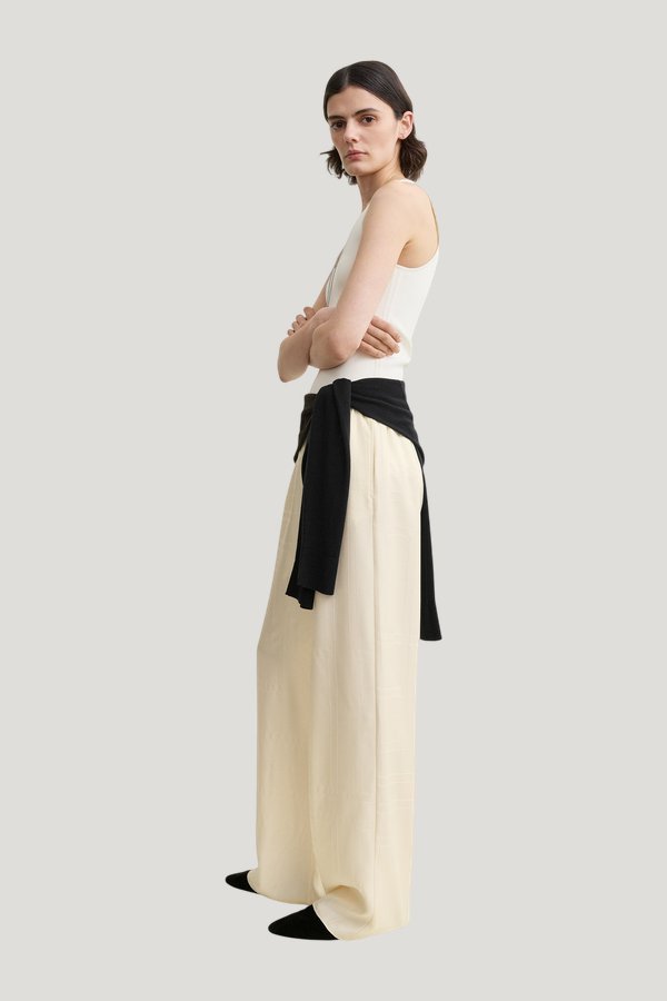 Monogram silk pj bottoms — model side