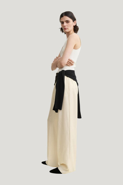Monogram silk pj bottoms — model side