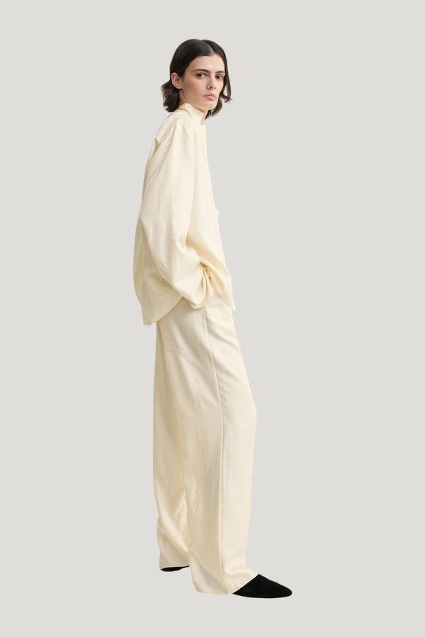 Monogram silk pj top — model side