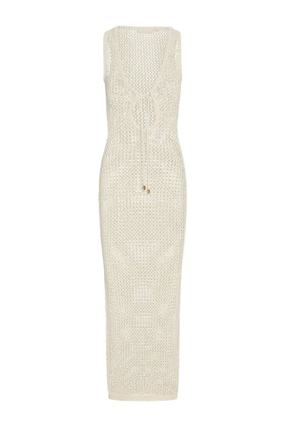 Monte Carlo Tie Dress - Ivory Petit Crochet — packshot