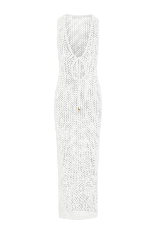 Monte Carlo Tie Dress - White Petit Crochet — packshot
