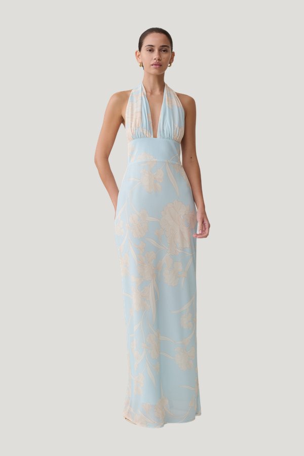 Nadine Halter Scarf Chiffon Maxi Dress — model front