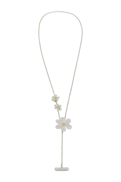 Yellow rhinestone daisy necklace — packshot
