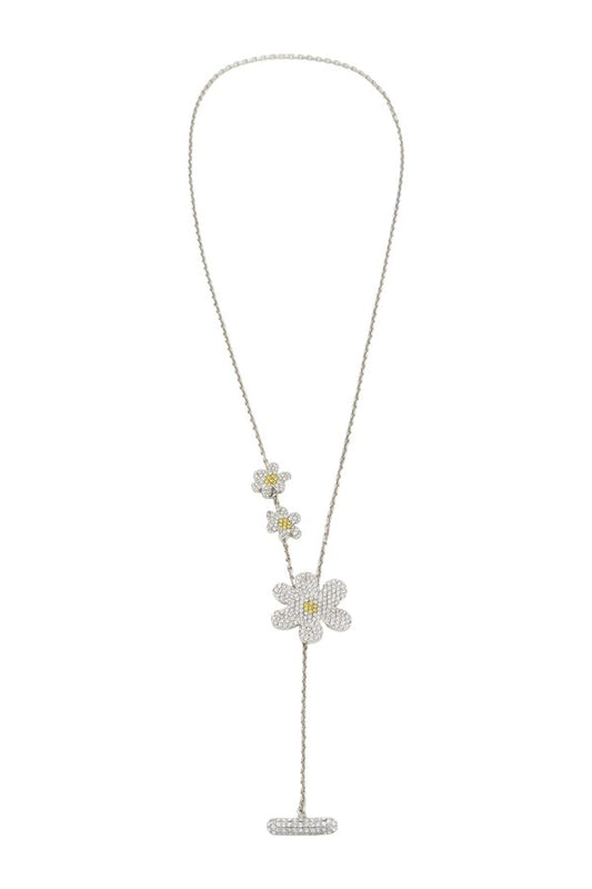 Yellow rhinestone daisy necklace — packshot