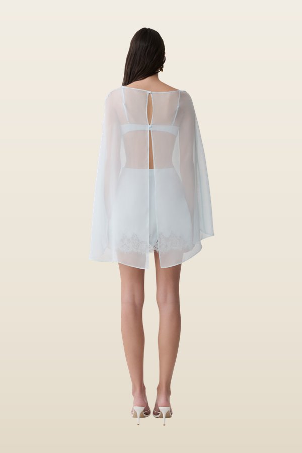 Nina Lace And Satin Mini Skirt - Ice — model back