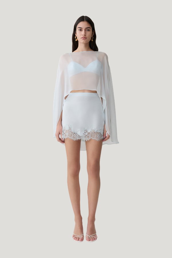 Nina Lace And Satin Mini Skirt - Ice — model front