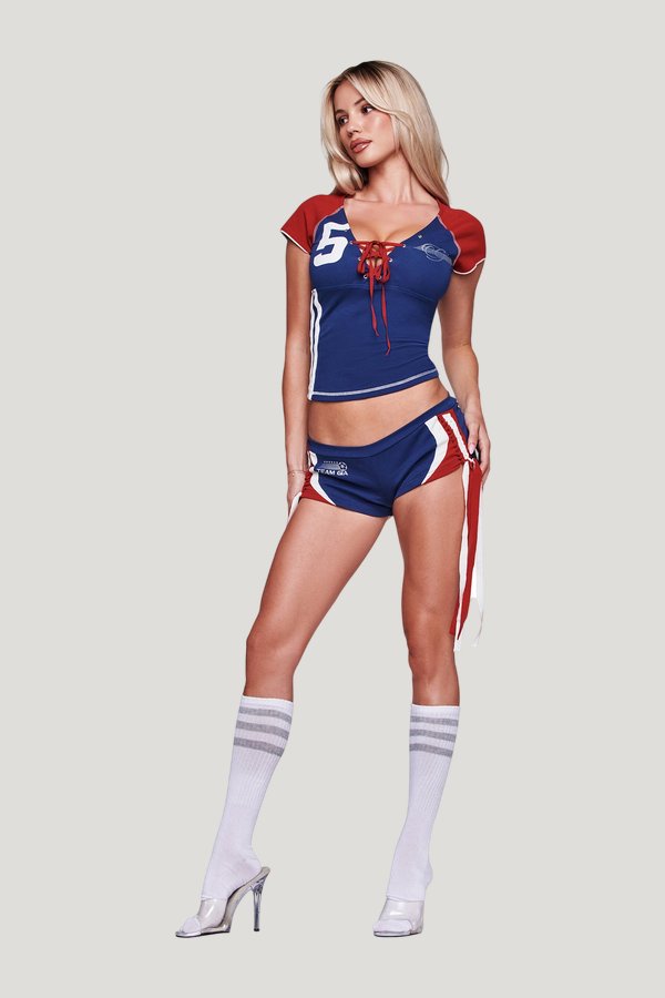 Novia Lace-Up T-Shirt And Headband — model front