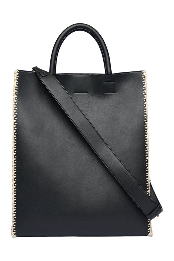 The Compass Tote - Crochet tote bag - Black/Creme — packshot