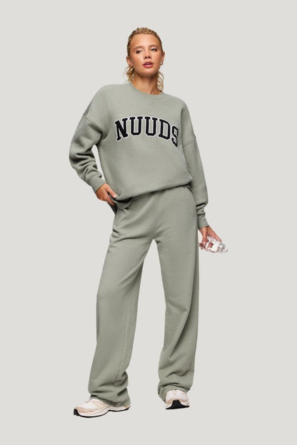 nuuds Varsity Oversized Crew | Pistachio — carry 3
